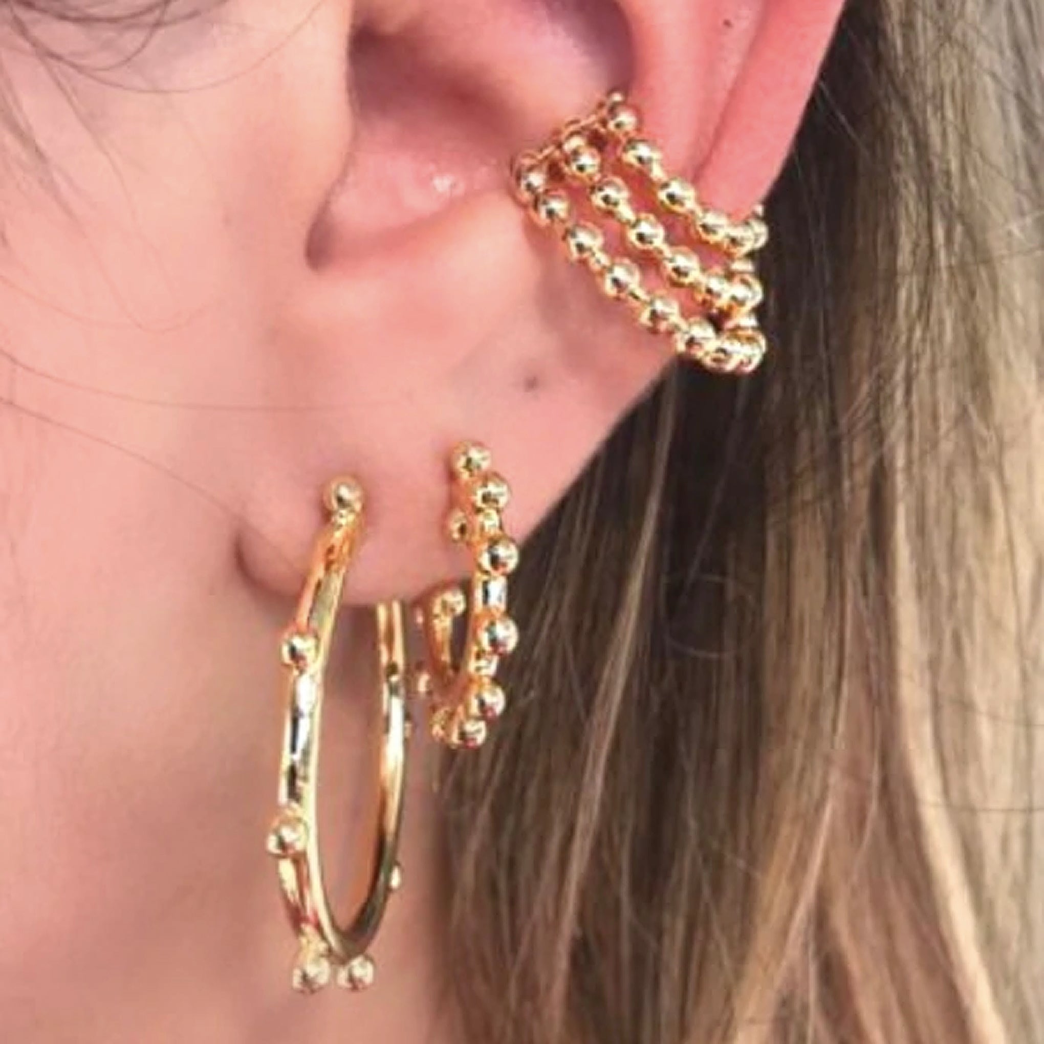 Sheila Fajl Talk To Me Ear Cuff Hoop Earrings in Polished Gold Plated