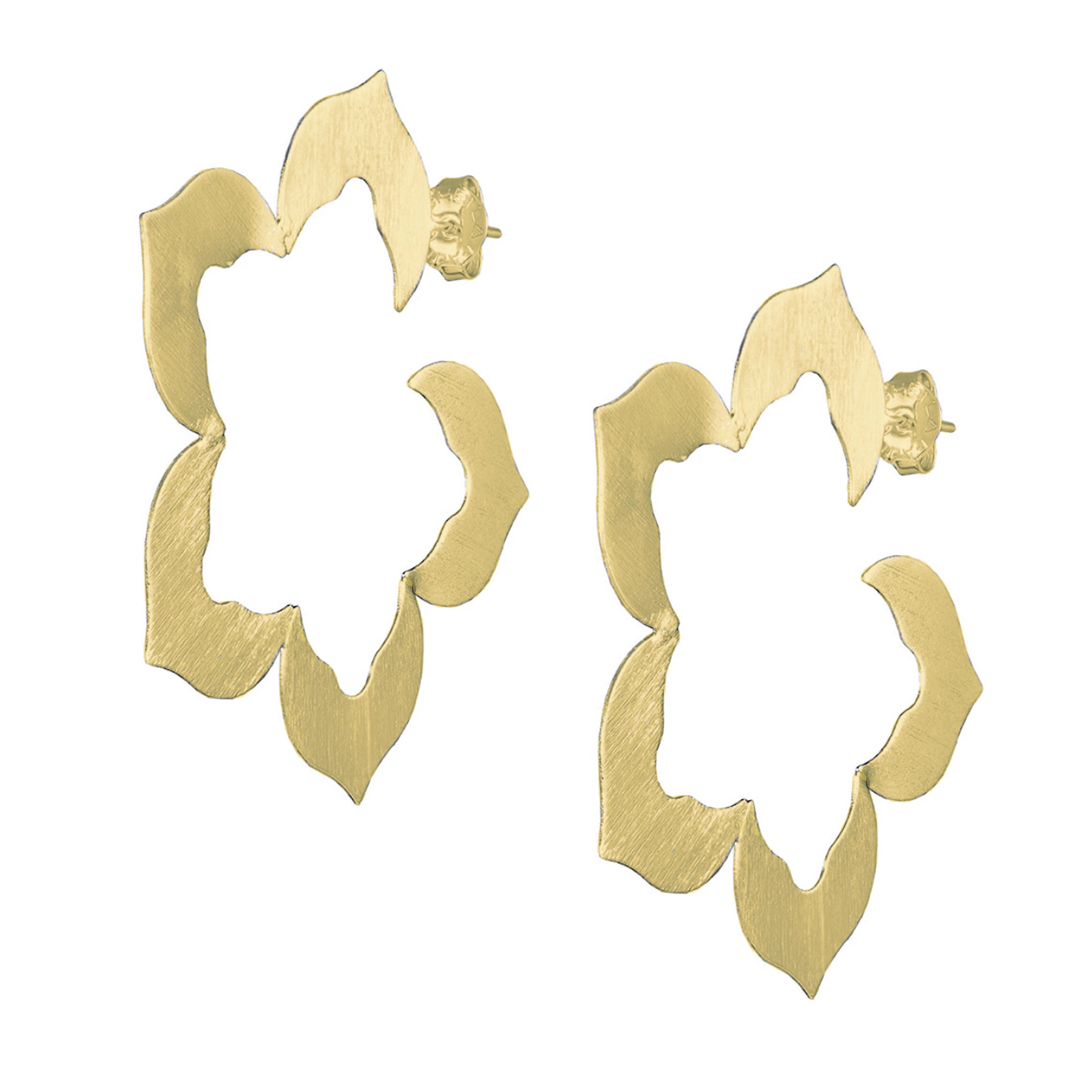 image of Sheila Fajl Flora Flower Inspired Hoop Earrings in Brushed Gold Plated