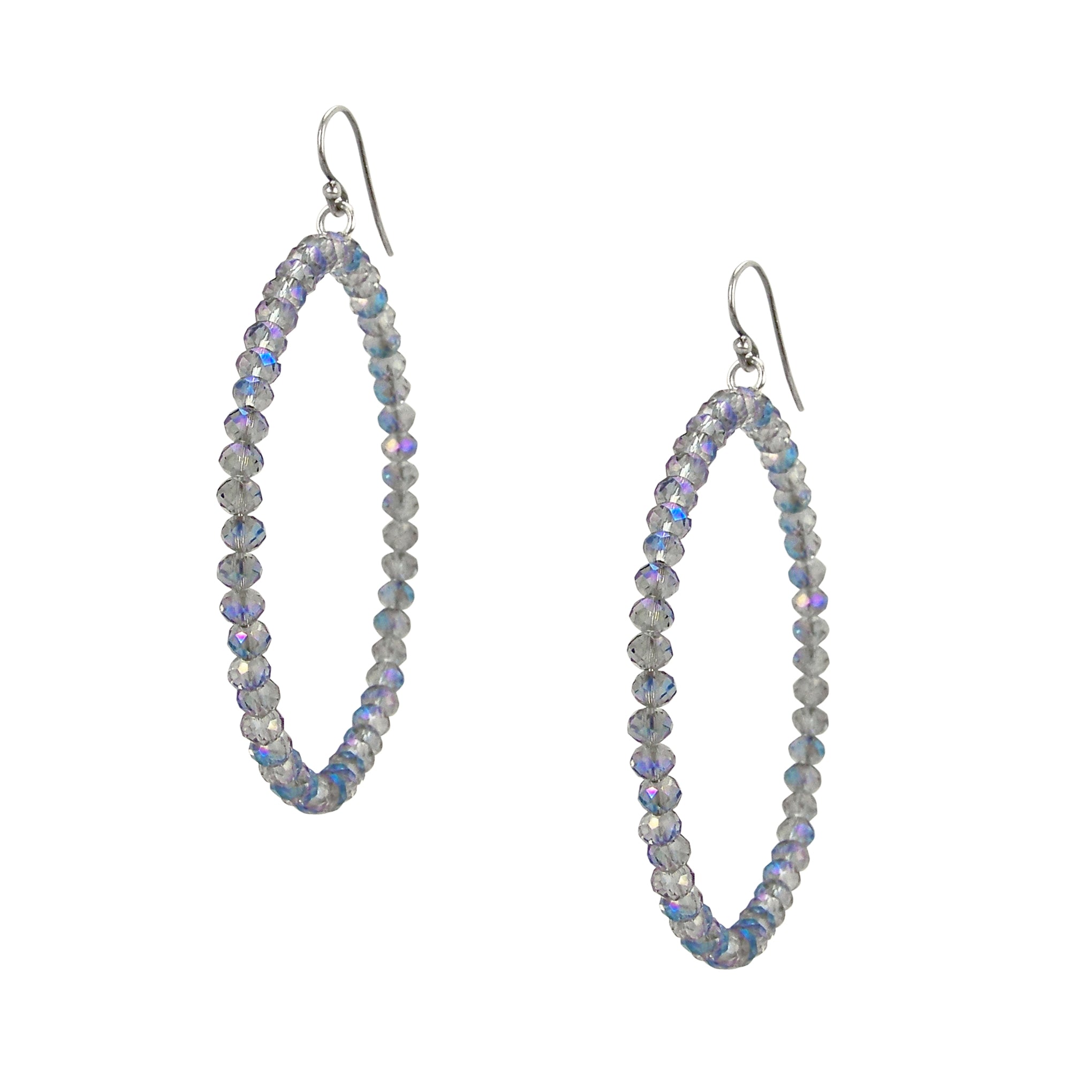 Chan Luu 2.25 Inch Silver Hoop Earrings in Allure Blue Crystals