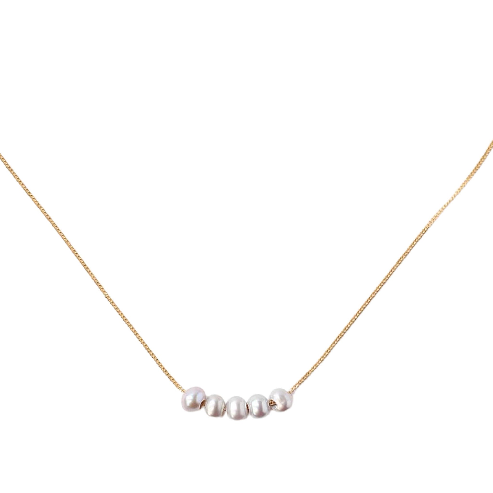 Chan Luu Grey Floating Multi Freshwater Pearl Pendant Necklace in Gold
