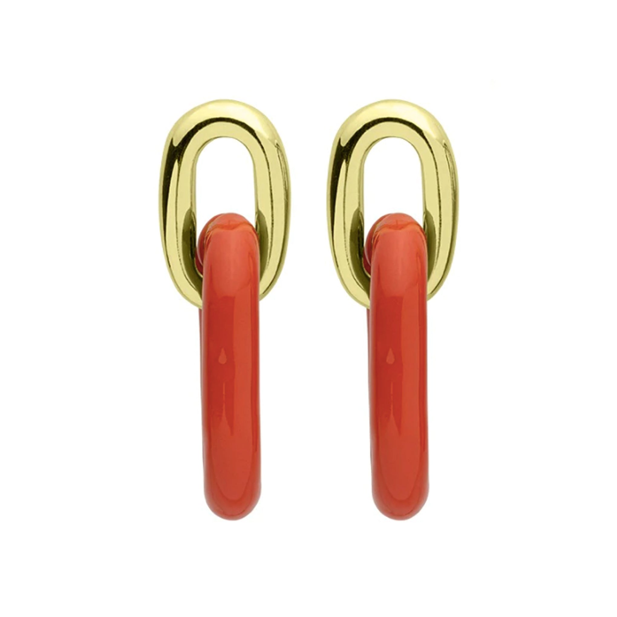 Sheila Fajl Small Shakedown Statement Earrings in Polished Gold and Orange