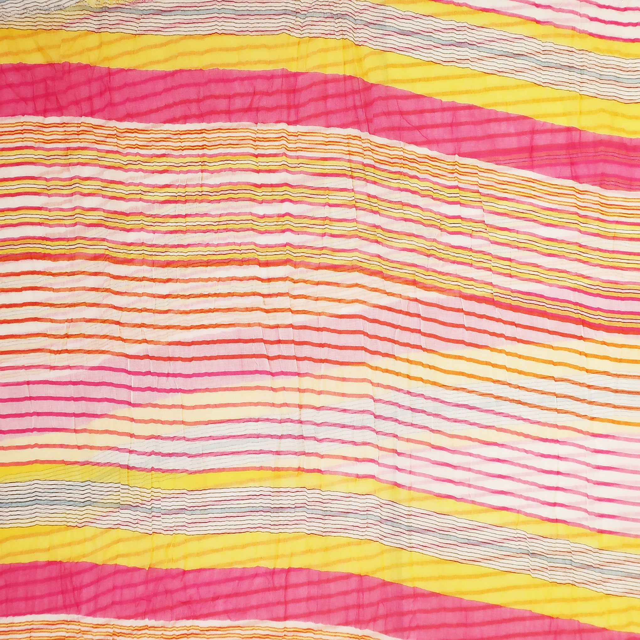 Blue Pacific Cotton Starburst Striped Scarf in Hot Pink and Yellow