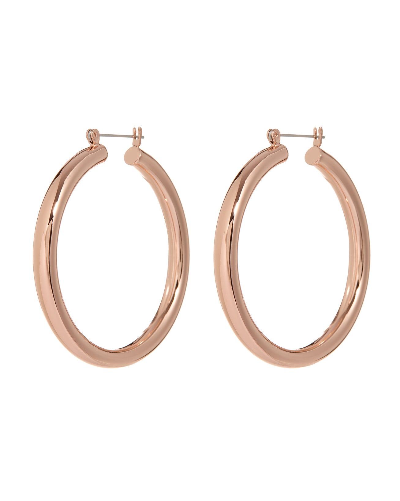 Luv Aj Amalfi Tube Hoop Earrings in Polished Rose Gold Plated