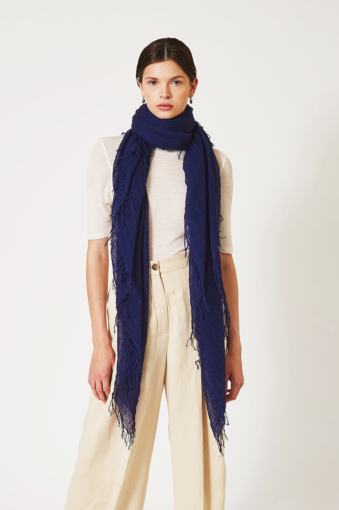 Chan Luu Cashmere and Silk Solid Scarf in Medieval Blue