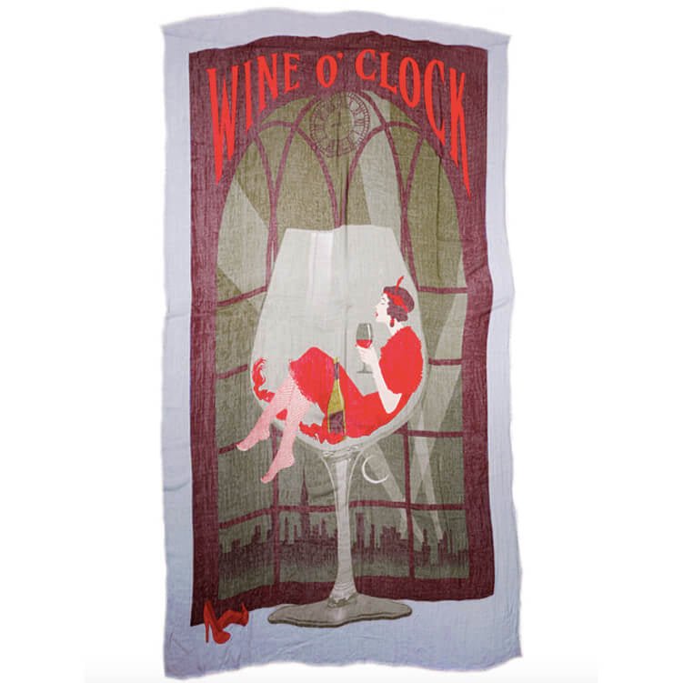 Blue Pacific Micromodal Vintage Vineyard Wine Time Tapestry Scarf