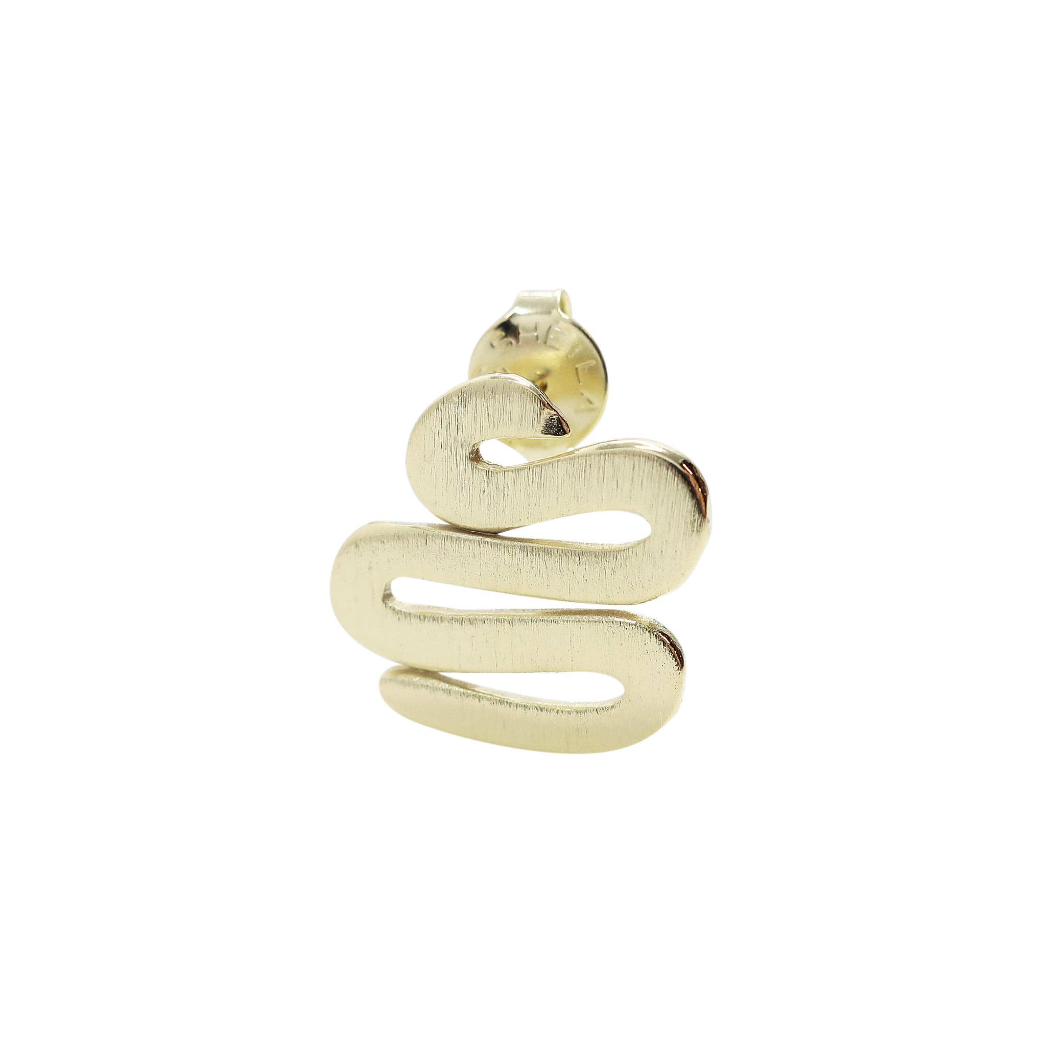 Sheila Fajl Sweet Lucy Snake Shaped Stud Earrings in Brushed Gold Plated