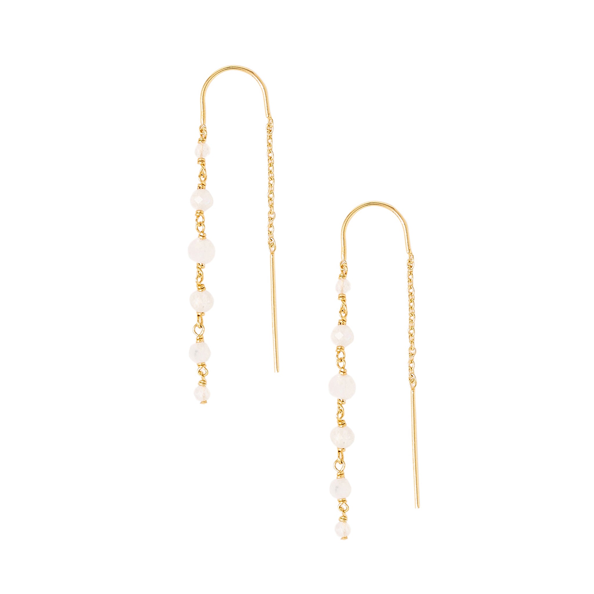 Chan Luu Tiered Threader Dangle Earrings in Moonstone and Gold