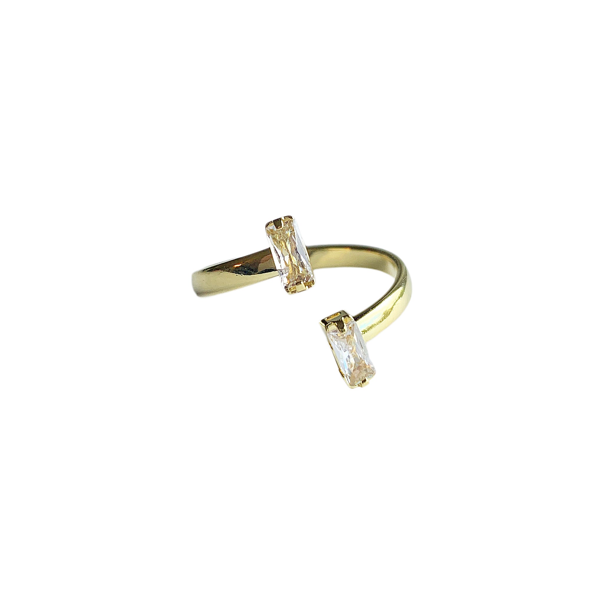 Sheila Fajl Rovena Adjustable Ring in Clear Cubic Zirconia and Gold Plated